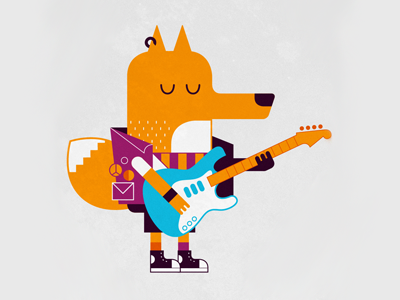 Rockin' Fox character fox guitar vector