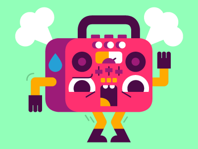 Can't stop the beat! boombox character cute vector