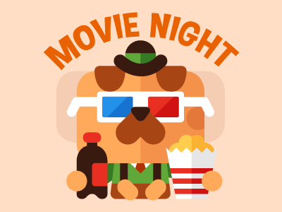 Movie night at Horace's character horace sticker vector