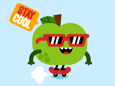 Awesome Apple apple character sticker vector