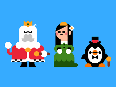 A king, a queen, a penguin characters cute king penguin queen vector