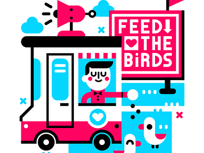 Feed the birds birds cute illustration