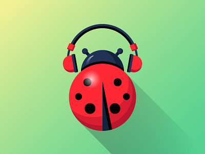 Sound of Nature App Icon headphone illustraion ladybug music nature
