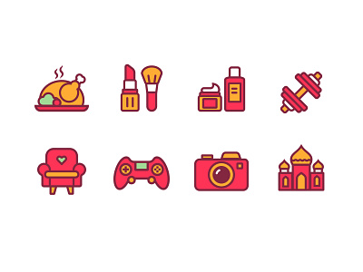 App Icon Set app fitness flat food game icon iconset illustration lifestyle makeup photography skincare travel vector
