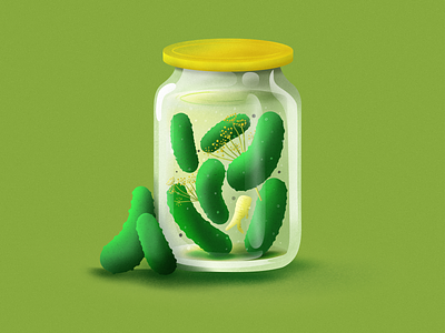 Gurken adobe colors cucumber green illustration illustrator jar pickle spring