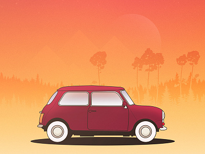 California sun car design drawing flat sun sunshine vector