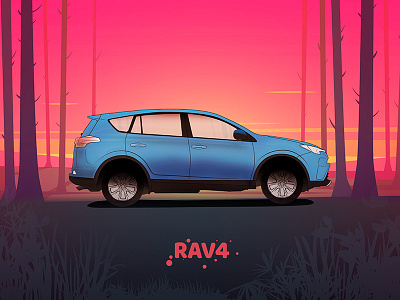 RAV4 car colorful design drawing flat rav4 toyota