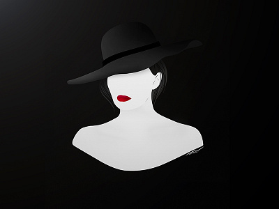 Lady in black design flat graphic illustration lady portrait woman