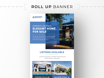 Modern home sale real estate roll up banner banner design graphic design marketing banner pull up banner rectractable roll up banner signage standee template x standee