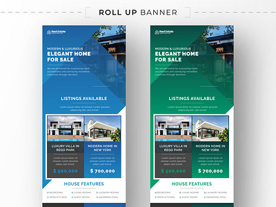 Modern home sale real estate roll up banner