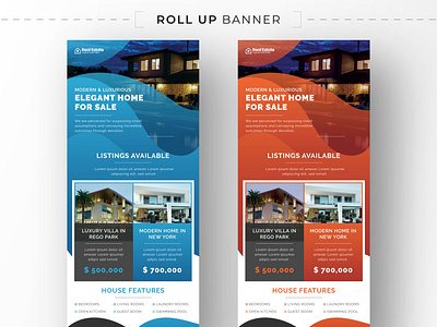 Modern home sale real estate roll up banner