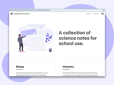 Studyguides.science Home Page homepage ui ux website
