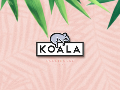Koala animal brand branding guesthouse hotel koala logo logotype mascot palm pin sleep symbol