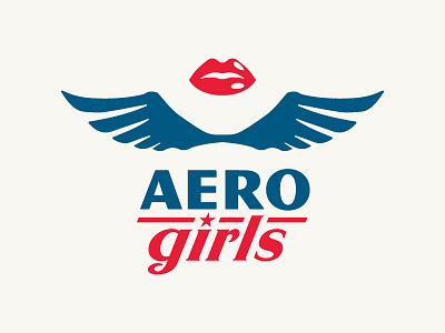 Aerogirls aviation face girl lips logo pinup retro wings