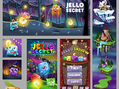 Jello Secret - Game Art character design game art game environment game ui illustration