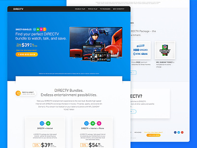 DirecTV Bundles presentation - landing page directv entertainment landing page redesign telecom tv
