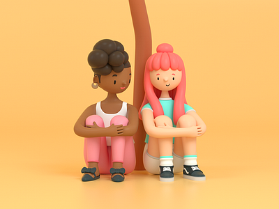 3D Friends 3d c4d character friends girl illustration render