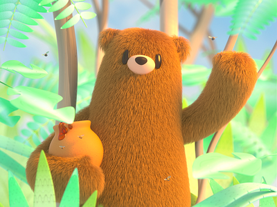 Bear 3d bear c4d character design illustration natural render