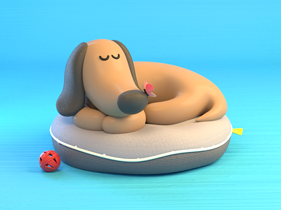 Sleep Puppy 3d c4d character design dog illustration render