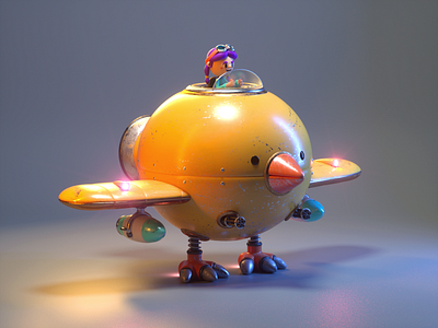Pollo Airplane 3d airplane c4d character chiken design fly illustration render