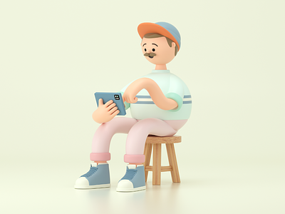 Learning 3d c4d character design illustration learning man person render
