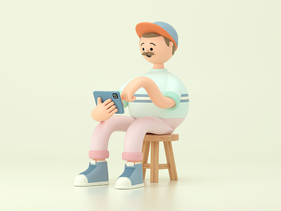 Learning 3d c4d character design illustration learning man person render