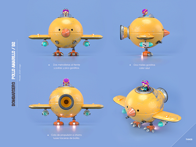 Chiken Airplane 3d airplane c4d character chiken design illustration machine render