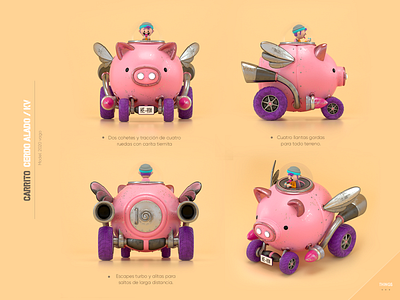 Pig truck 3d c4d character design illustration pig render truck