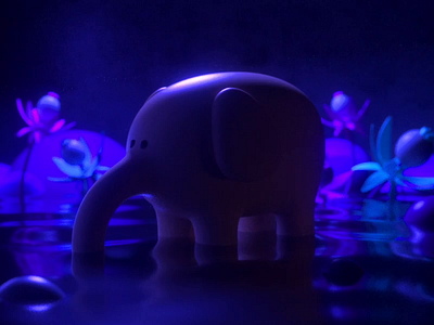 Elephant 3d animation c4d character design elephant illustration magic night render