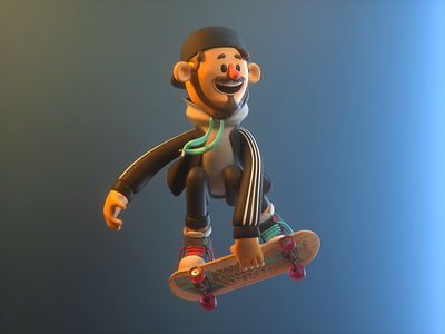 Skate 3d c4d character design illustration jump person render skate skateboard
