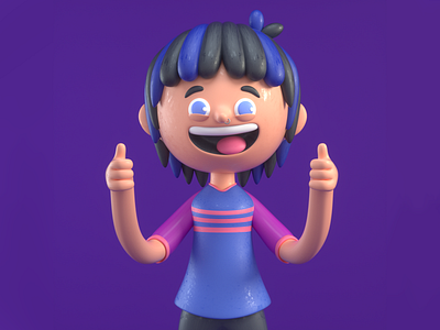 HAPPY GIRL 3d c4d character design emotions girl illustration person render