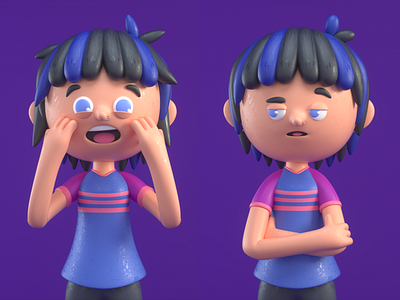 GIRL 3d c4d character design emotions girl illustration render
