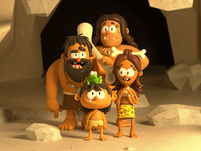 CAVEMAN 3d c4d caveman character design family illustration person render