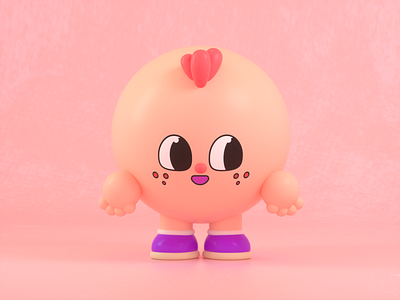 Cute character 3d c4d character design friend illustration pink render