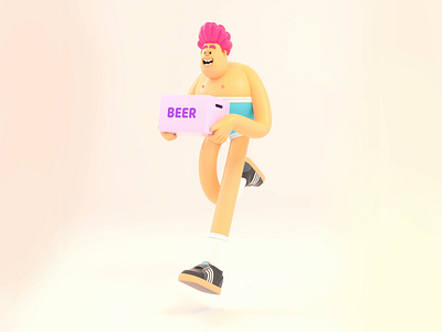 Beer & Run 3d animation beer c4d character design illustration render run