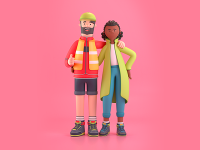 Friends 3d c4d character design friends friendship illustration people render uk