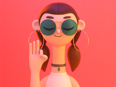 Girl with glasses 3d c4d character design fashion girl glasses illustration render zen