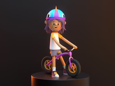 BOY ON BIKE 3d bike boy c4d character children design illustration play render