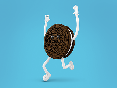 Oreo Run 3d character cookie illustration oreo render run