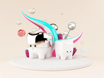 Teeth 3d character ilustration render teeth