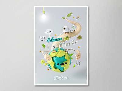 ABRAZA TU MUNDO 3d abraza caracter design illustration natural poster render