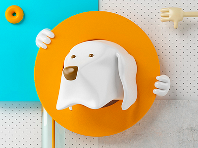 P con Perro 3d c4d character dog illustration render type
