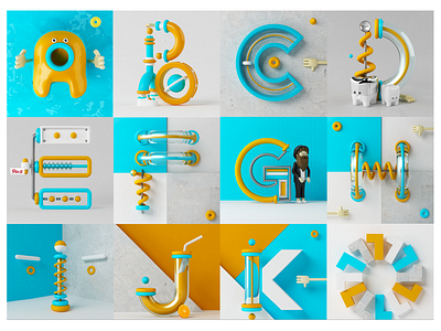 36daysoftype vago 3d c4d character illustration letter type