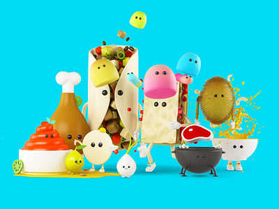 Food Characters 3d c4d characters design food illustration render