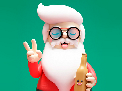 Santa claus 3d beer c4d character design fun hipster
