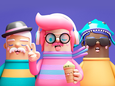 Characters 3d c4d character fun hipster ice illustration