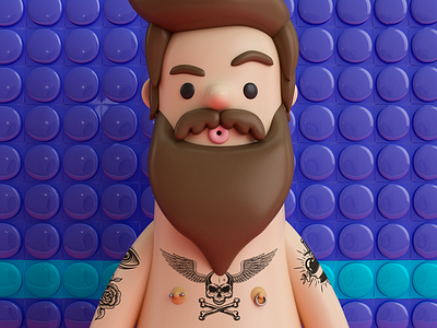 HIPSTER 3d c4d character hipster nude person tattoo