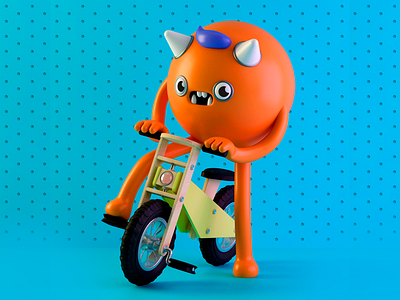 MONSTER BIKE 3d illustrator bike fixie c4d character fun monster