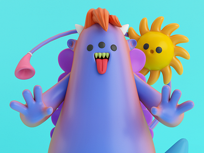 MONSTER 3d c4d character design illustration monster sun