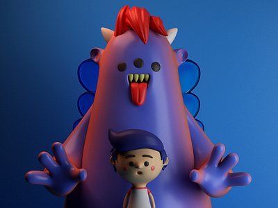 MONSTER AND CHILDREN 3d c4d character children design illustration monster